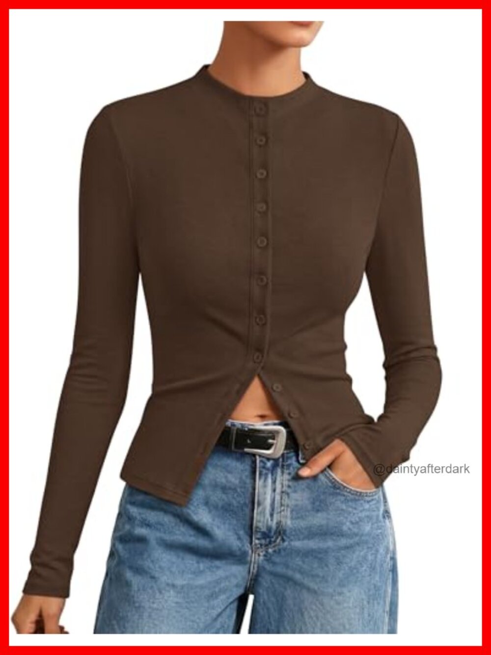 Mock Neck Lightweight Button Cardigan Sweater Fall Casual